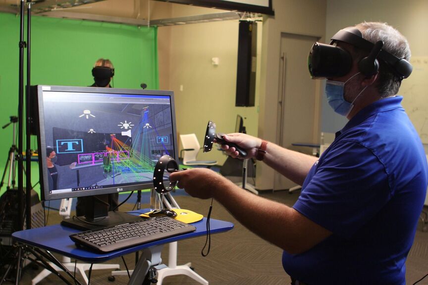 A man using a VR headset