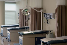 The examination bays in the Physician Assistant lab
